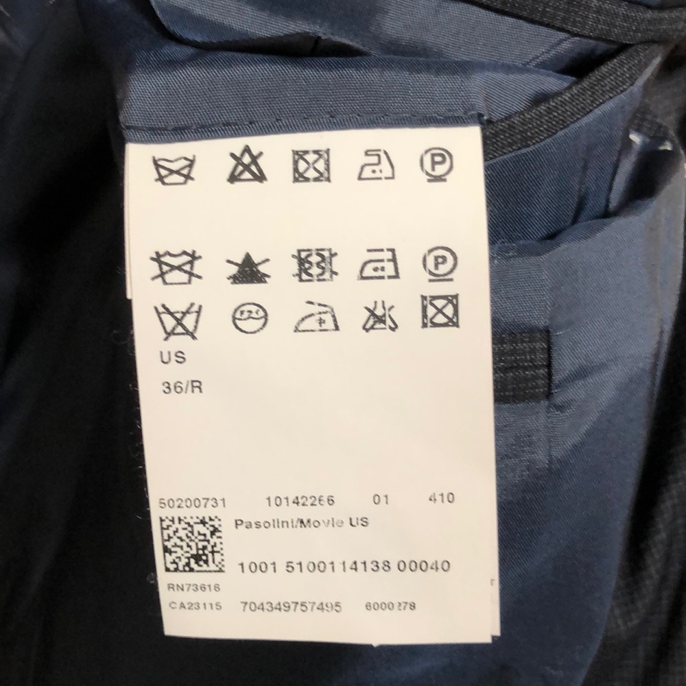 BOSS Black label navy mini plaid 2 button blazer - Picture 6 of 7